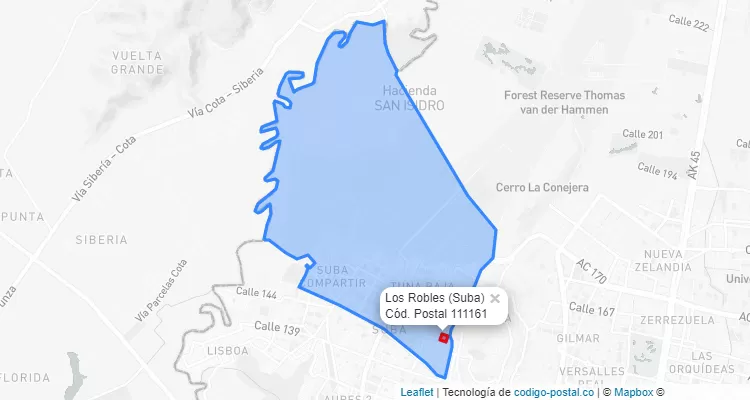 CEP Bairro Los Robles em Suba, Bogotá