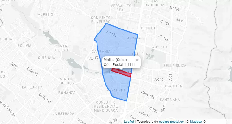 CEP Bairro Malibu em Suba, Bogotá