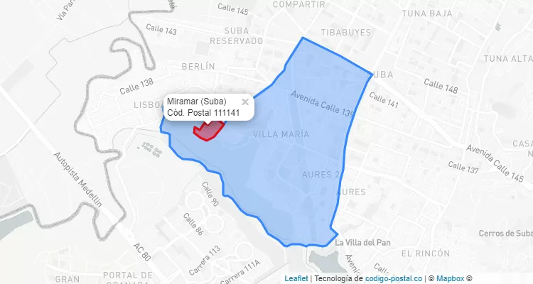 CEP Bairro Miramar em Suba, Bogotá