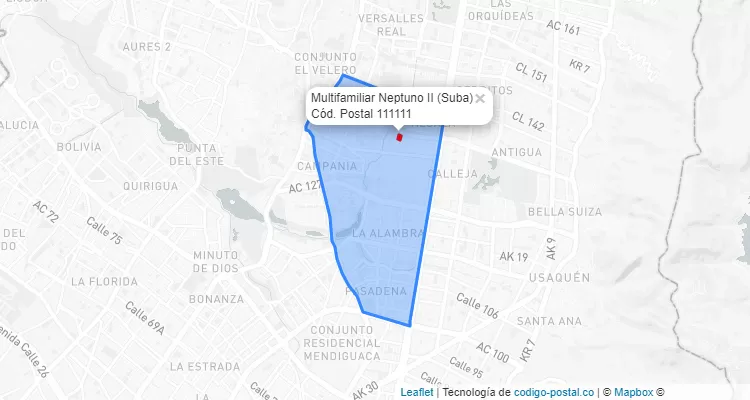 ZIP Code Locality Multifamiliar Neptuno II in Suba, Bogotá