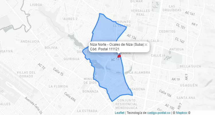Código Postal Barrio Niza Norte - Ocales de Niza en Suba, Bogotá