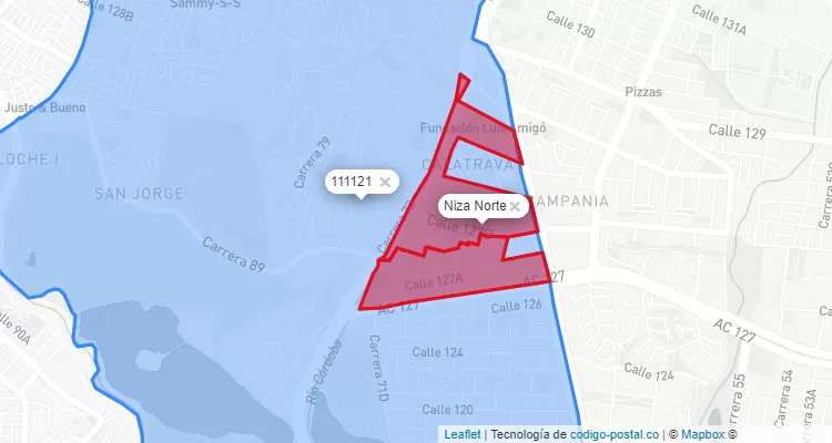 ZIP Code Locality Niza Norte in Suba, Bogotá