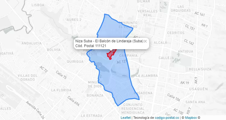 Código Postal Barrio Niza Suba - El Balcón de Lindaraja en Suba, Bogotá