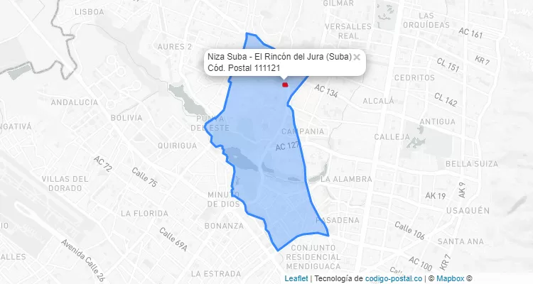 Código Postal Barrio Niza Suba - El Rincón del Jura en Suba, Bogotá