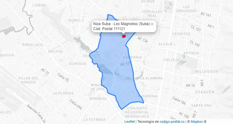 Código Postal Barrio Niza Suba - Los Magnolios en Suba, Bogotá