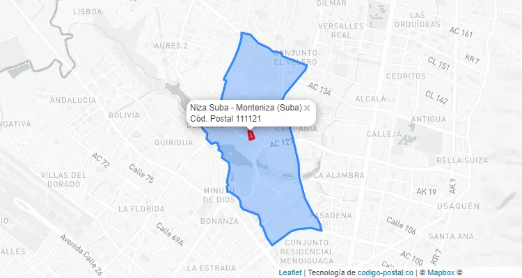 Código Postal Barrio Niza Suba - Monteniza en Suba, Bogotá