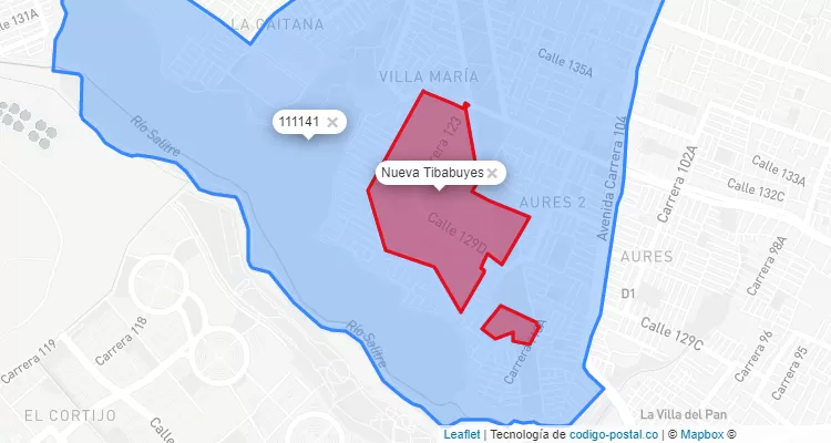 ZIP Code Locality Nueva Tibabuyes in Suba, Bogotá