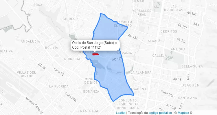 ZIP Code Locality Oasis de San Jorge in Suba, Bogotá