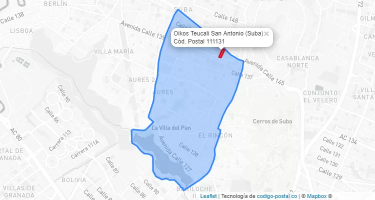 CEP Bairro Oikos Teucali San Antonio em Suba, Bogotá