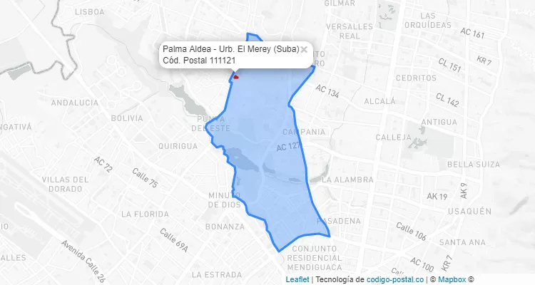 ZIP Code Locality Palma Aldea - Urb. El Merey in Suba, Bogotá