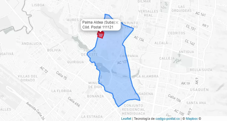 CEP Bairro Palma Aldea em Suba, Bogotá