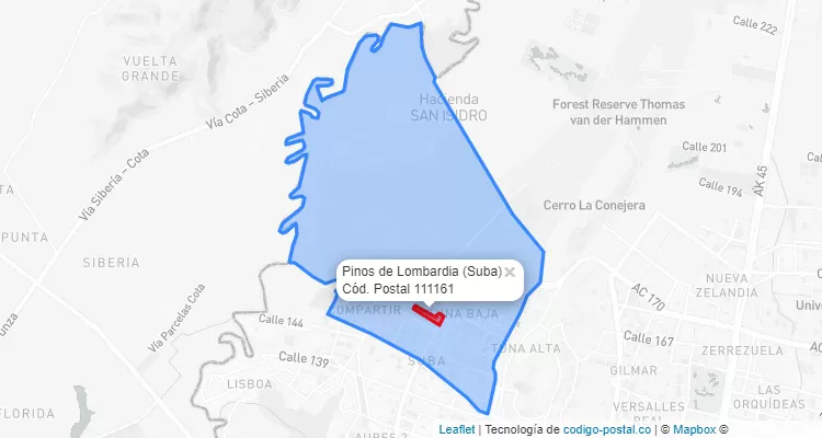 CEP Bairro Pinos de Lombardia em Suba, Bogotá