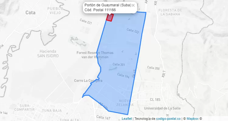 CEP Bairro Portón de Guaymaral em Suba, Bogotá