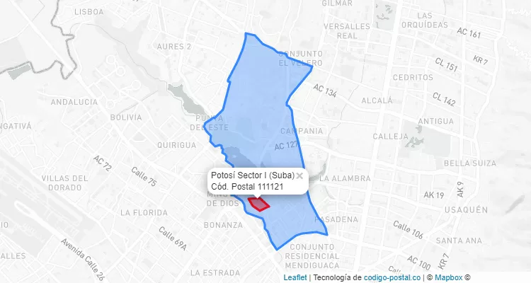 Código Postal Barrio Potosí Sector I en Suba, Bogotá