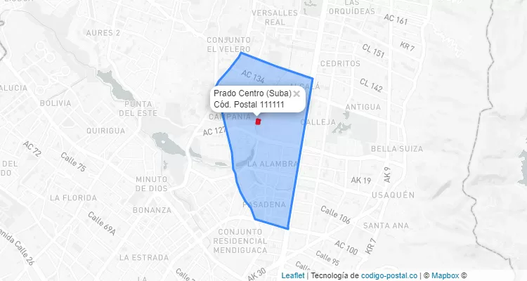 CEP Bairro Prado Centro em Suba, Bogotá