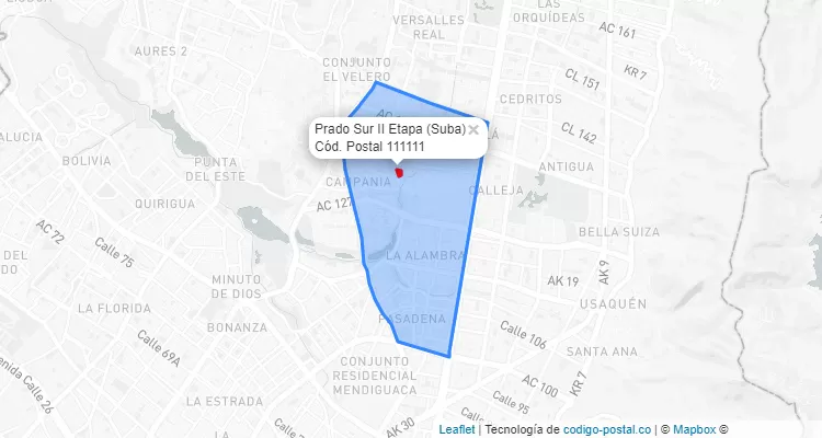 CEP Bairro Prado Sur II Etapa em Suba, Bogotá