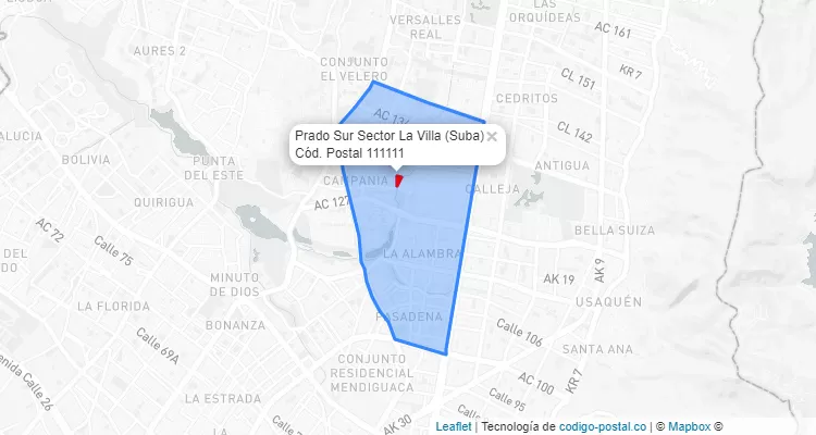 CEP Bairro Prado Sur Sector La Villa em Suba, Bogotá