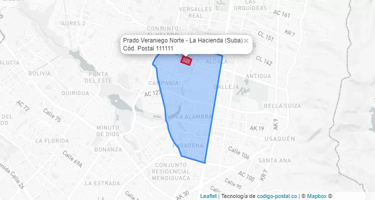 Código Postal Barrio Prado Veraniego Norte - La Hacienda en Suba, Bogotá