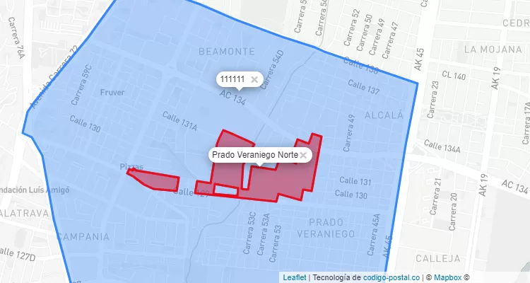 CEP Bairro Prado Veraniego Norte em Suba, Bogotá