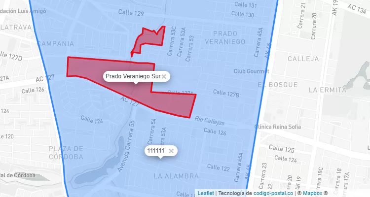 ZIP Code Locality Prado Veraniego Sur in Suba, Bogotá