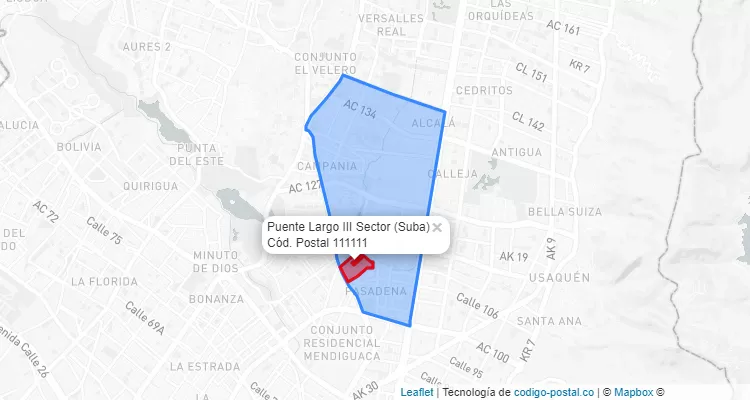 CEP Bairro Puente Largo III Sector em Suba, Bogotá