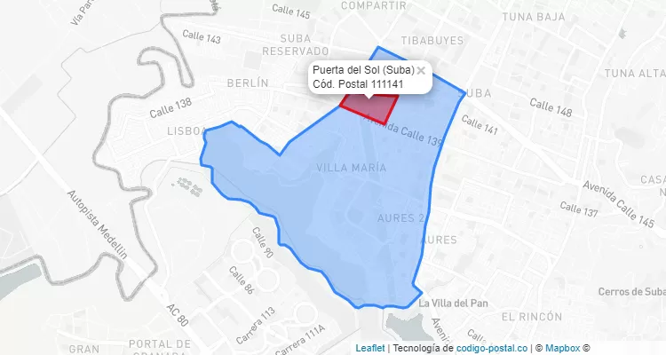 CEP Bairro Puerta del Sol em Suba, Bogotá