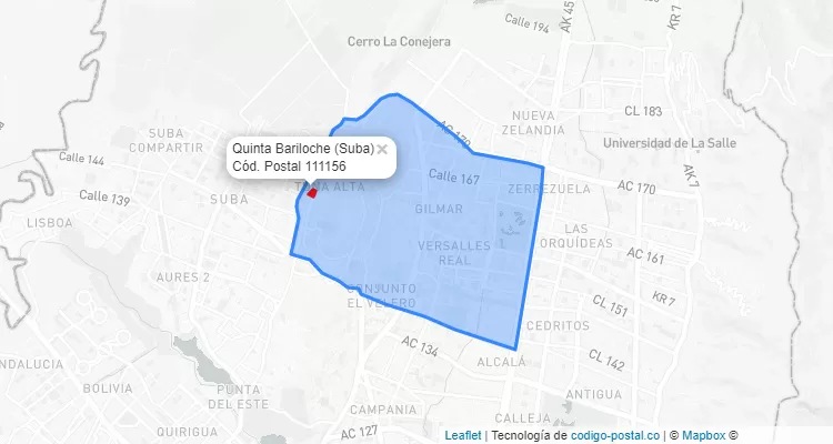 ZIP Code Locality Quinta Bariloche in Suba, Bogotá