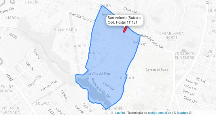 CEP Bairro San Antonio  em Suba, Bogotá