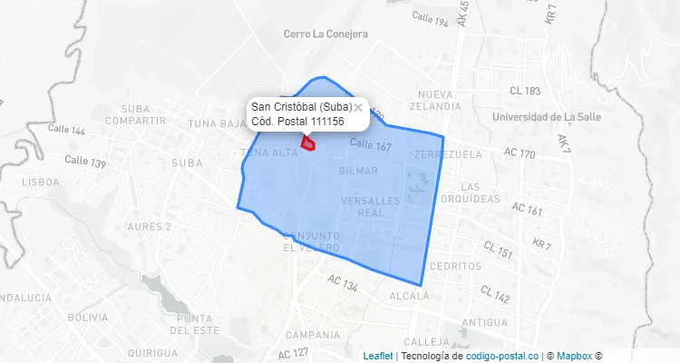 CEP Bairro San Cristóbal em Suba, Bogotá