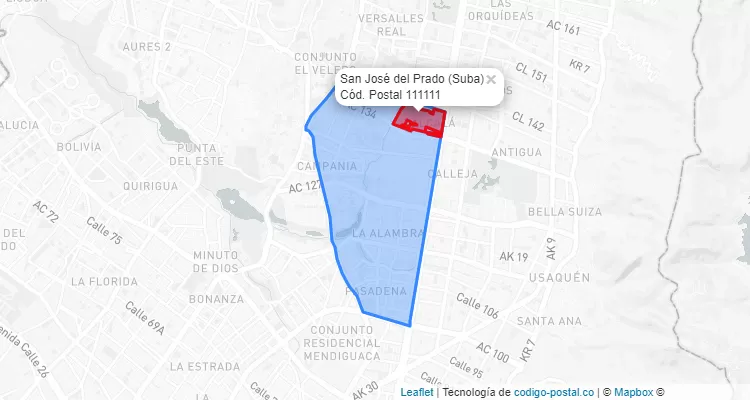 CEP Bairro San José del Prado em Suba, Bogotá