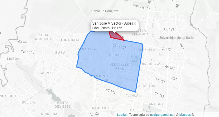 ZIP Code Locality San José V Sector in Suba, Bogotá