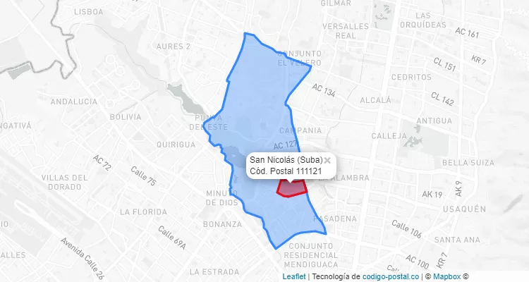 CEP Bairro San Nicolás em Suba, Bogotá