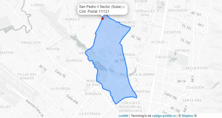 ZIP Code Locality San Pedro II Sector in Suba, Bogotá