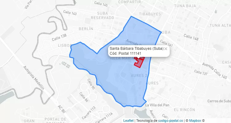CEP Bairro Santa Bárbara Tibabuyes em Suba, Bogotá