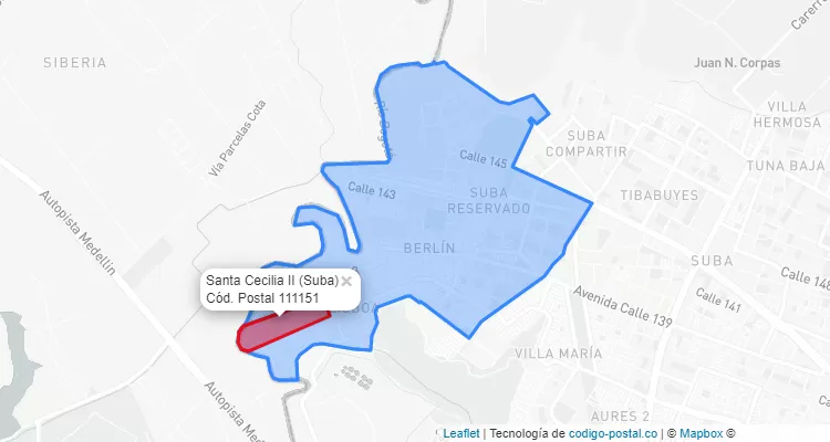 CEP Bairro Santa Cecilia II em Suba, Bogotá