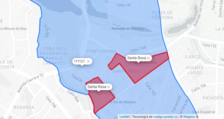 ZIP Code Locality Santa Rosa in Suba, Bogotá