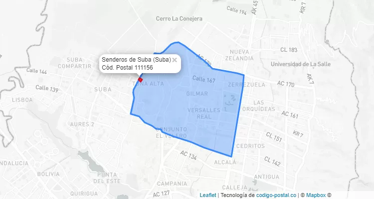 CEP Bairro Senderos de Suba em Suba, Bogotá