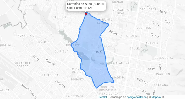 CEP Bairro Serranías de Suba em Suba, Bogotá