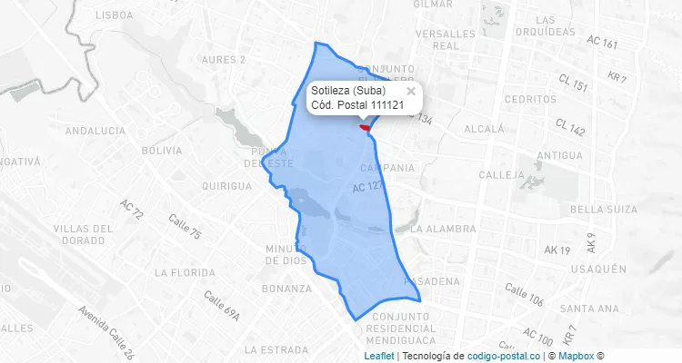 CEP Bairro Sotileza em Suba, Bogotá