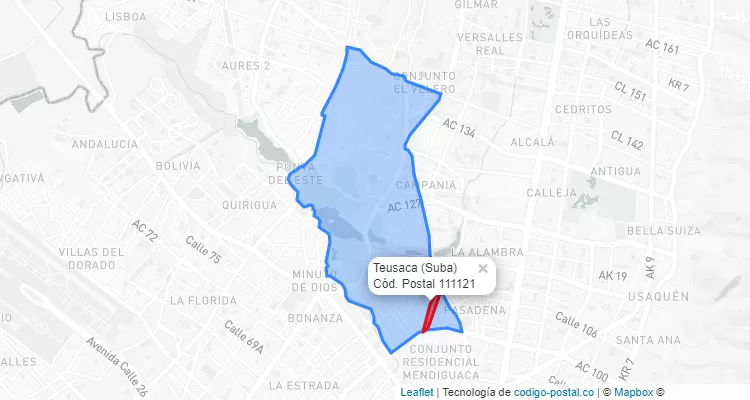 Código Postal Barrio Teusaca en Suba, Bogotá