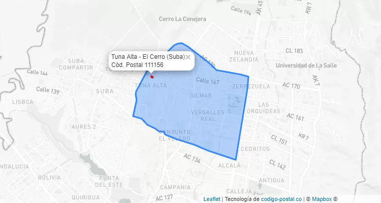CEP Bairro Tuna Alta - El Cerro em Suba, Bogotá
