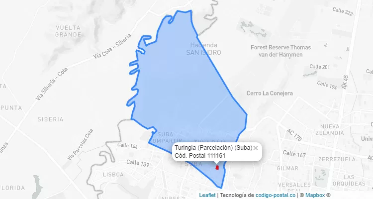 CEP Bairro Turingia (Parcelación) em Suba, Bogotá
