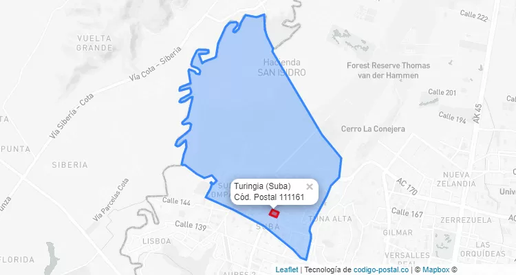 CEP Bairro Turingia em Suba, Bogotá