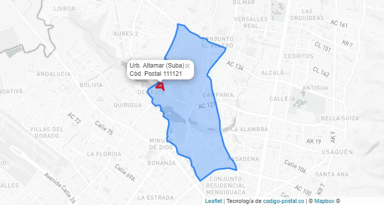 CEP Bairro Urb. Altamar em Suba, Bogotá