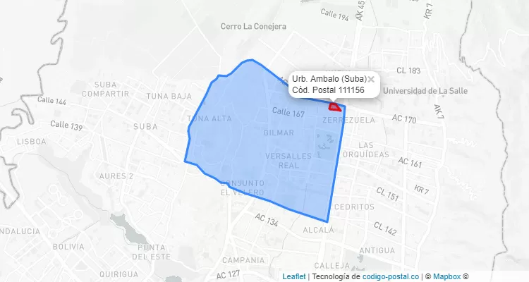 ZIP Code Locality Urb. Ambalo in Suba, Bogotá