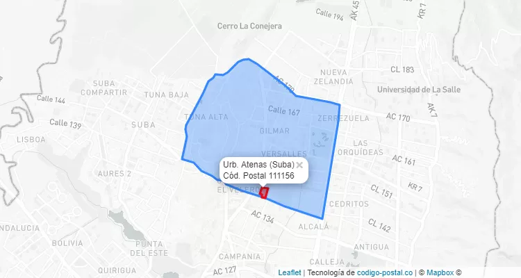 CEP Bairro Urb. Atenas em Suba, Bogotá