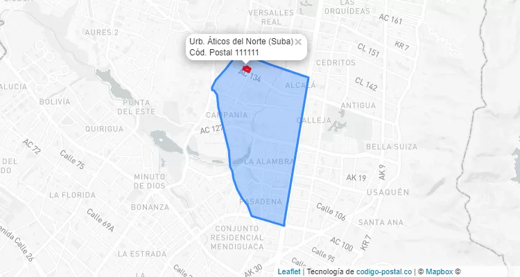 CEP Bairro Urb. Áticos del Norte em Suba, Bogotá