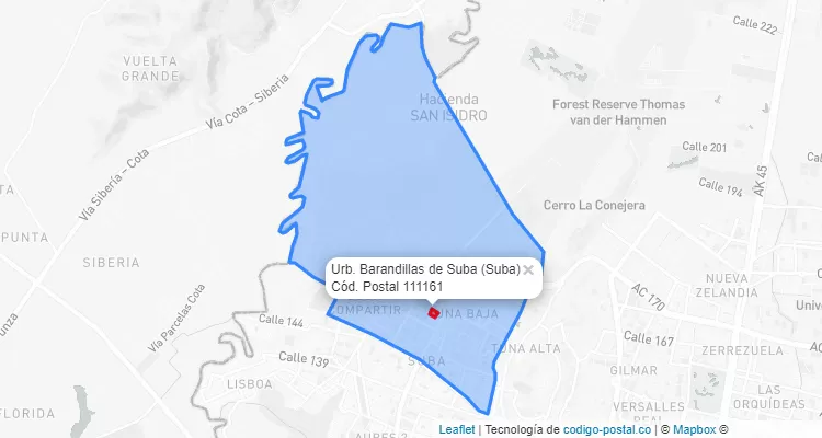CEP Bairro Urb. Barandillas de Suba em Suba, Bogotá