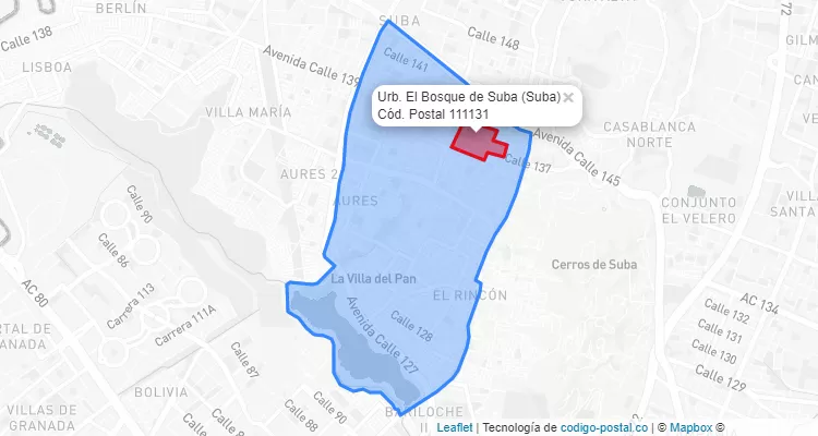 CEP Bairro Urb. El Bosque de Suba em Suba, Bogotá