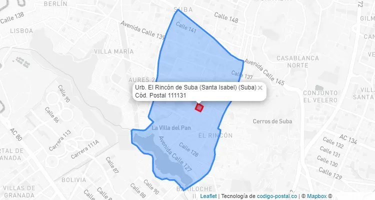 CEP Bairro Urb. El Rincón de Suba (Santa Isabel) em Suba, Bogotá